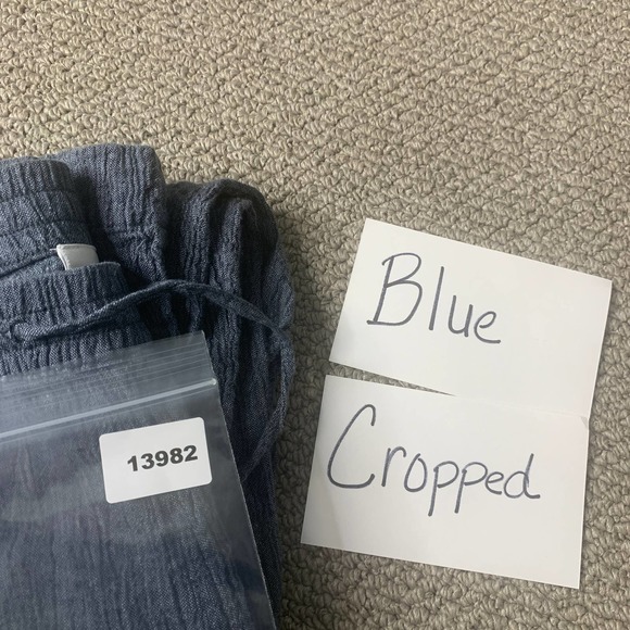Pure Jill Womens Pants Size Large Blue Linen Cotton Blend Straight Leg Cropped - Picture 12 of 12